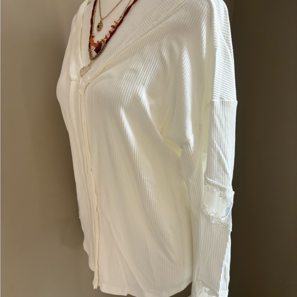 Lace Patchwork Drop Sleeve Blouse - Picture 7 of 8